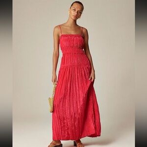 J.Crew Crinkled ruffle-trim dress In Strawberry Sunrise Size S